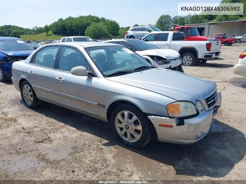 2004 Kia Optima Ex V6/Lx V6 VIN: KNAGD128X45306592 Lot: 42380337