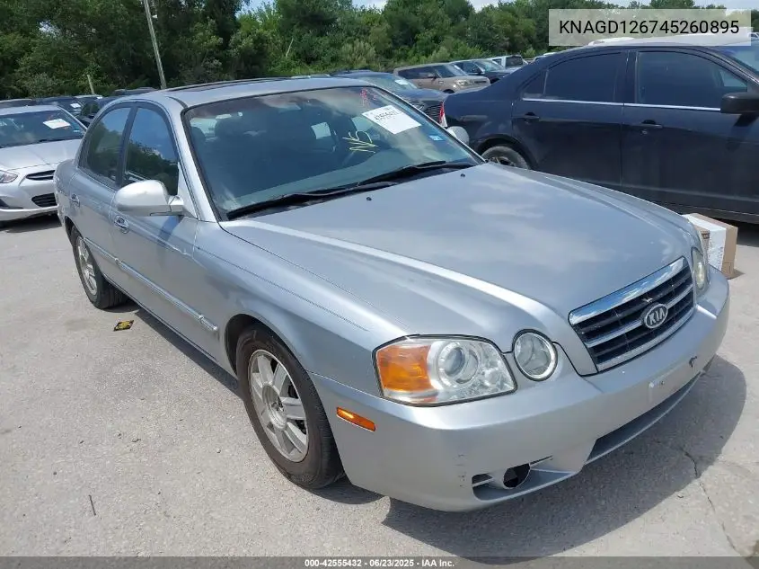 2004 Kia Optima Ex/Lx VIN: KNAGD126745260895 Lot: 42555432