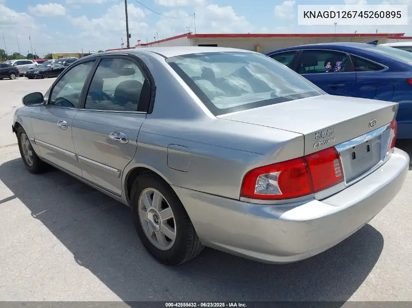 2004 Kia Optima Ex/Lx VIN: KNAGD126745260895 Lot: 42555432
