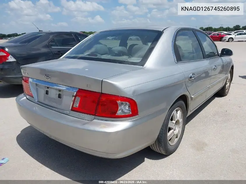 2004 Kia Optima Ex/Lx VIN: KNAGD126745260895 Lot: 42555432