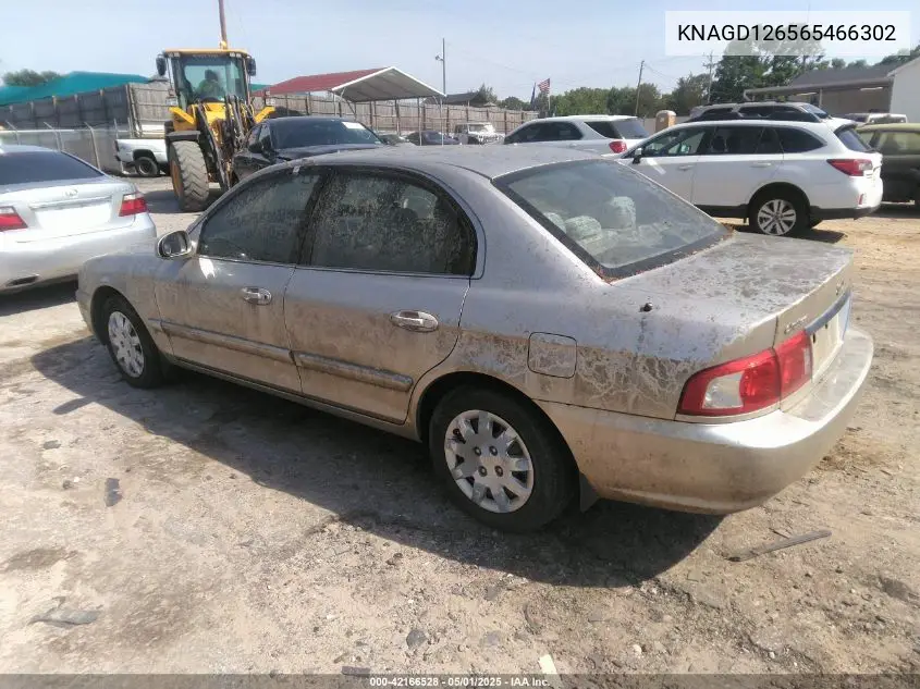 2006 Kia Optima Ex/Lx VIN: KNAGD126565466302 Lot: 42166528