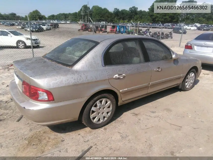 2006 Kia Optima Ex/Lx VIN: KNAGD126565466302 Lot: 42166528