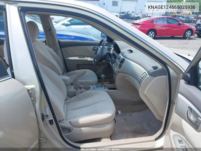 2006 Kia Optima Ex V6 (New)/Lx V6 (New) VIN: KNAGE124665025936 Lot: 42175960