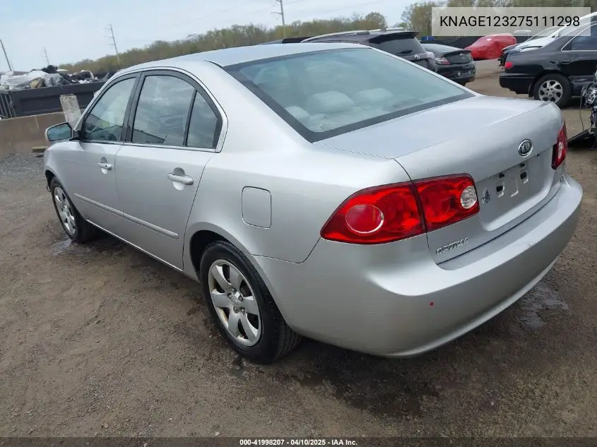 2007 Kia Optima Lx VIN: KNAGE123275111298 Lot: 41998207
