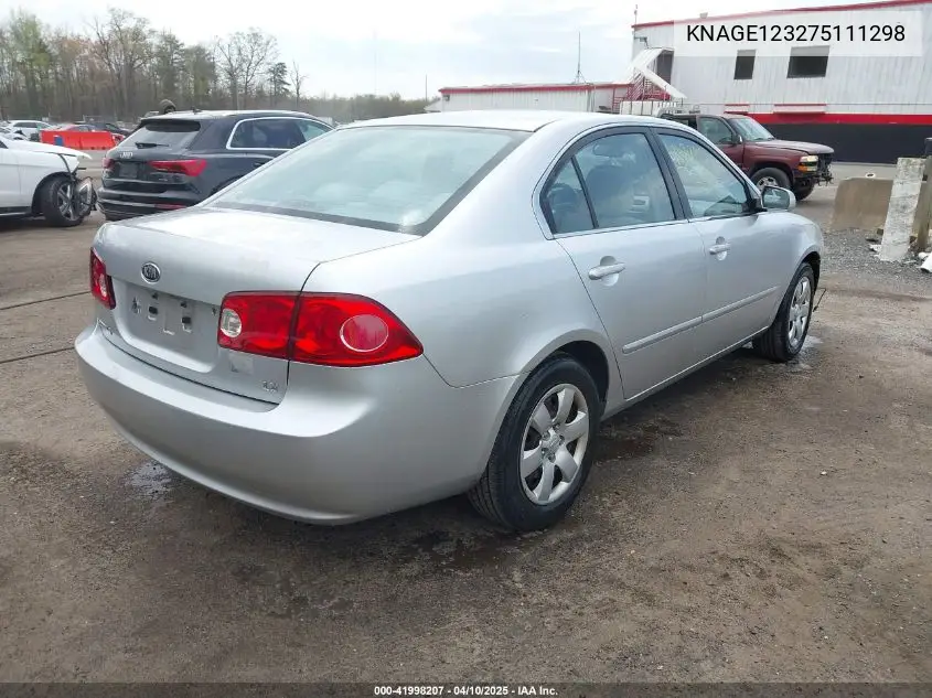 2007 Kia Optima Lx VIN: KNAGE123275111298 Lot: 41998207