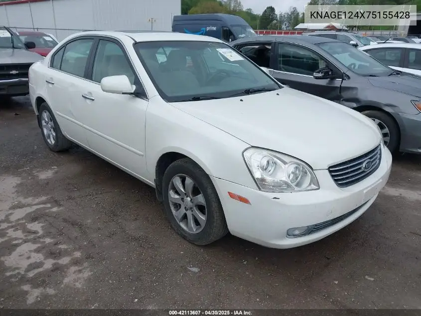 2007 Kia Optima Ex V6 VIN: KNAGE124X75155428 Lot: 42113607