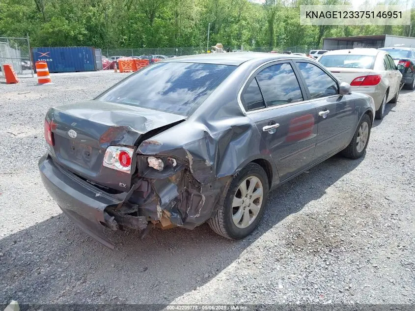 2007 Kia Optima Ex VIN: KNAGE123375146951 Lot: 42209778