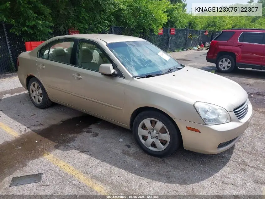 2007 Kia Optima Lx VIN: KNAGE123X75122307 Lot: 42419802