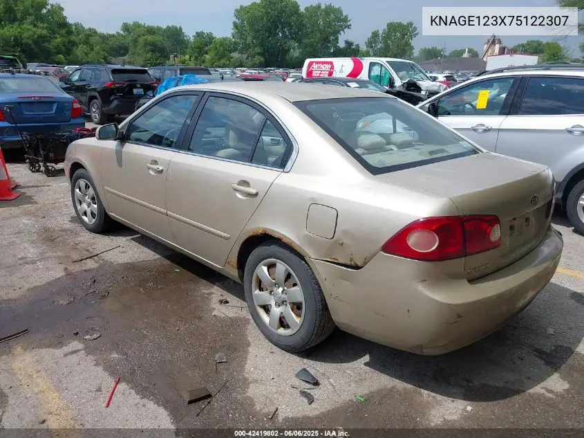 2007 Kia Optima Lx VIN: KNAGE123X75122307 Lot: 42419802