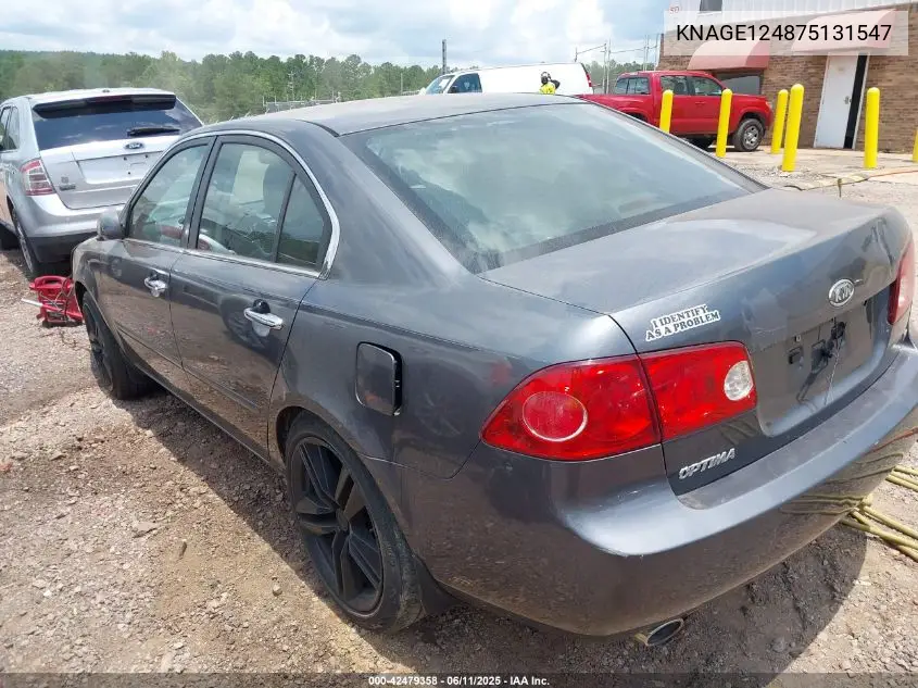 2007 Kia Optima Ex V6 VIN: KNAGE124875131547 Lot: 42479358