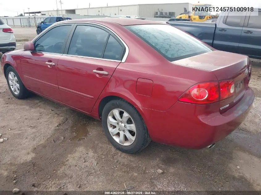 2007 Kia Optima Lx V6 VIN: KNAGE124575100918 Lot: 42623125