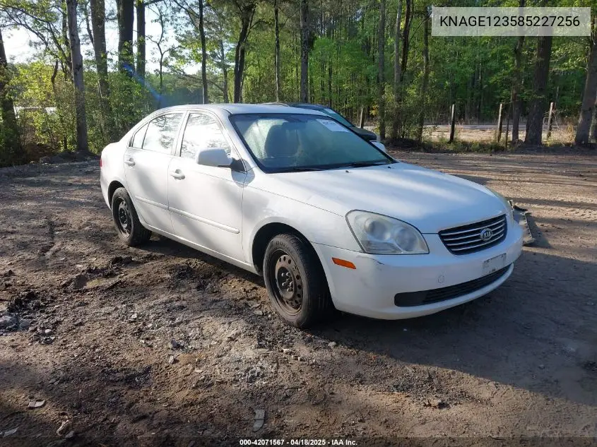 2008 Kia Optima Lx VIN: KNAGE123585227256 Lot: 42071567