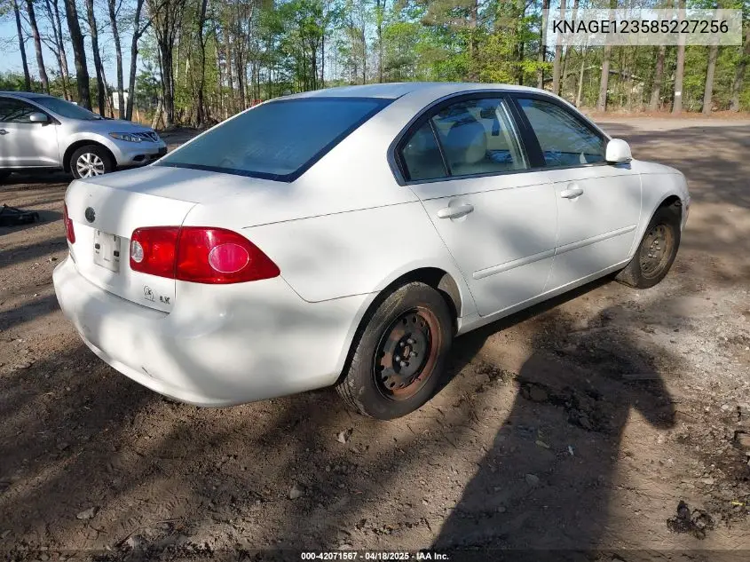 2008 Kia Optima Lx VIN: KNAGE123585227256 Lot: 42071567