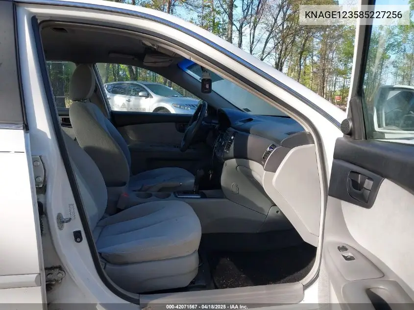 2008 Kia Optima Lx VIN: KNAGE123585227256 Lot: 42071567
