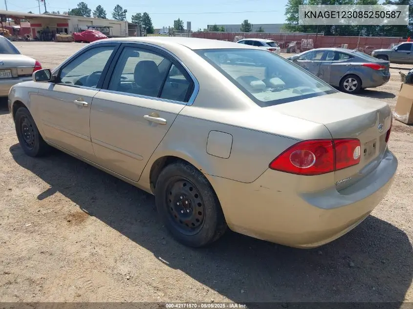 2008 Kia Optima Lx VIN: KNAGE123085250587 Lot: 42171570