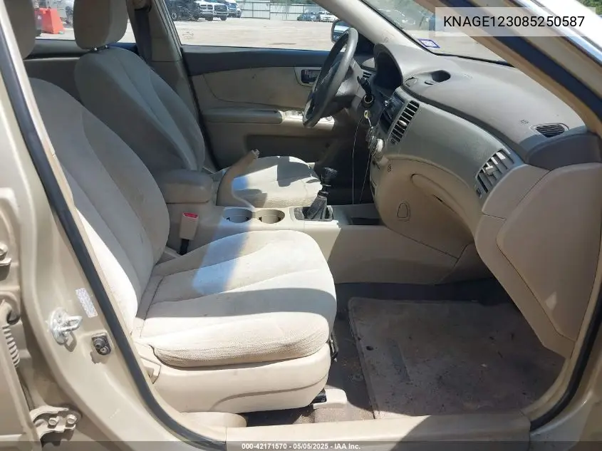 2008 Kia Optima Lx VIN: KNAGE123085250587 Lot: 42171570
