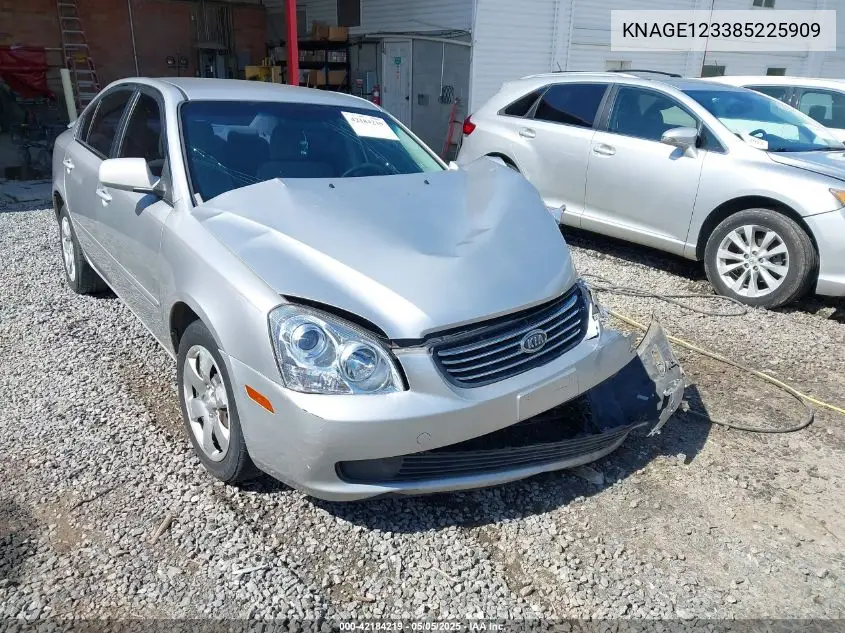 2008 Kia Optima Lx VIN: KNAGE123385225909 Lot: 42184219
