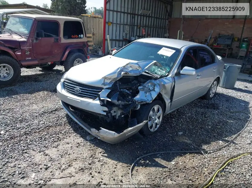 2008 Kia Optima Lx VIN: KNAGE123385225909 Lot: 42184219