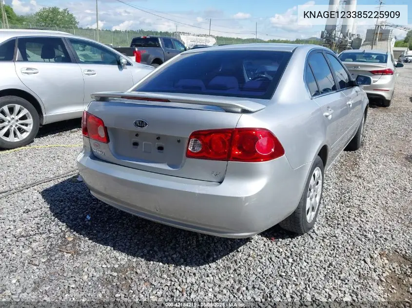 2008 Kia Optima Lx VIN: KNAGE123385225909 Lot: 42184219