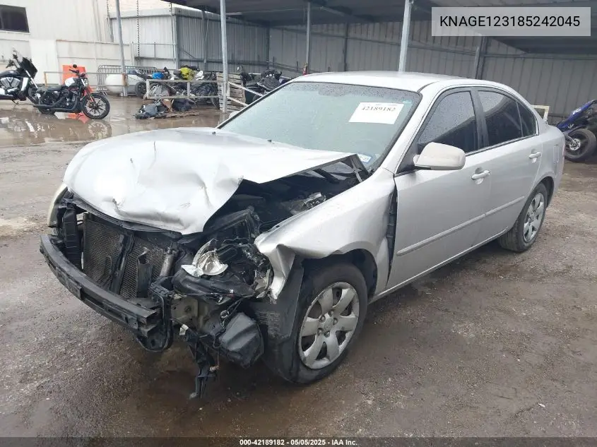 2008 Kia Optima Lx VIN: KNAGE123185242045 Lot: 42189182