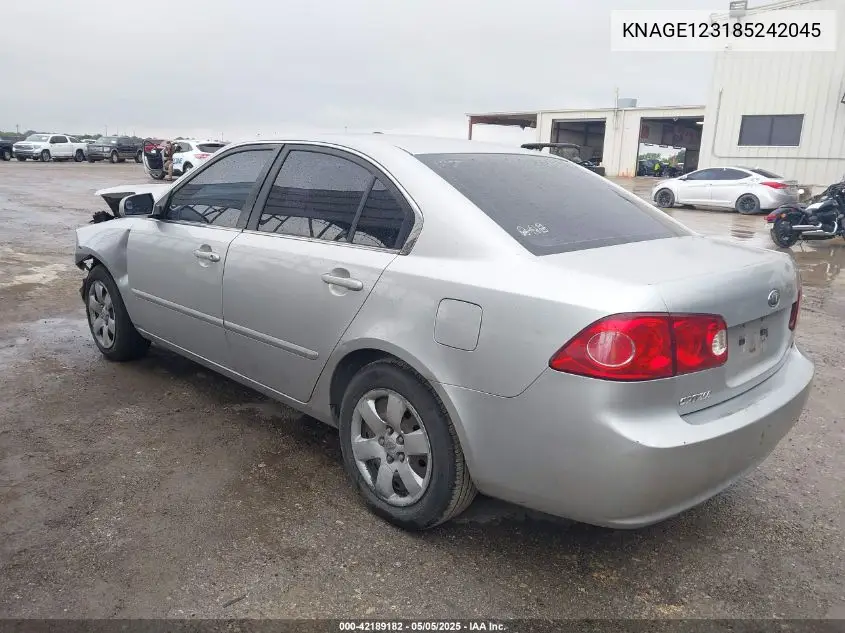 2008 Kia Optima Lx VIN: KNAGE123185242045 Lot: 42189182