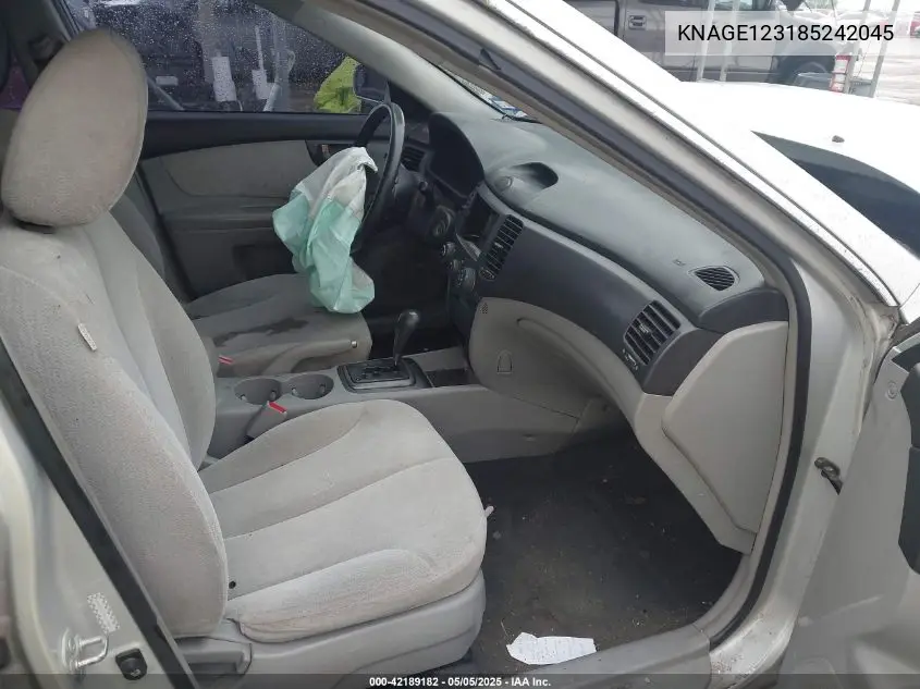 2008 Kia Optima Lx VIN: KNAGE123185242045 Lot: 42189182