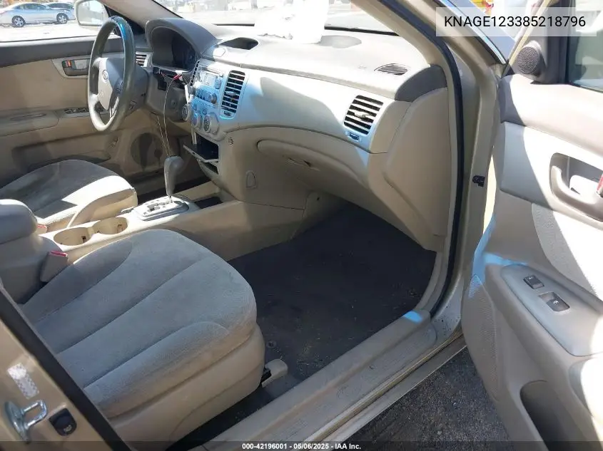 2008 Kia Optima Lx VIN: KNAGE123385218796 Lot: 42196001