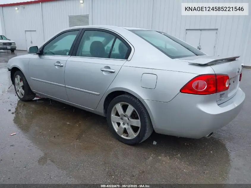 2008 Kia Optima Ex V6 VIN: KNAGE124585221546 Lot: 42224470