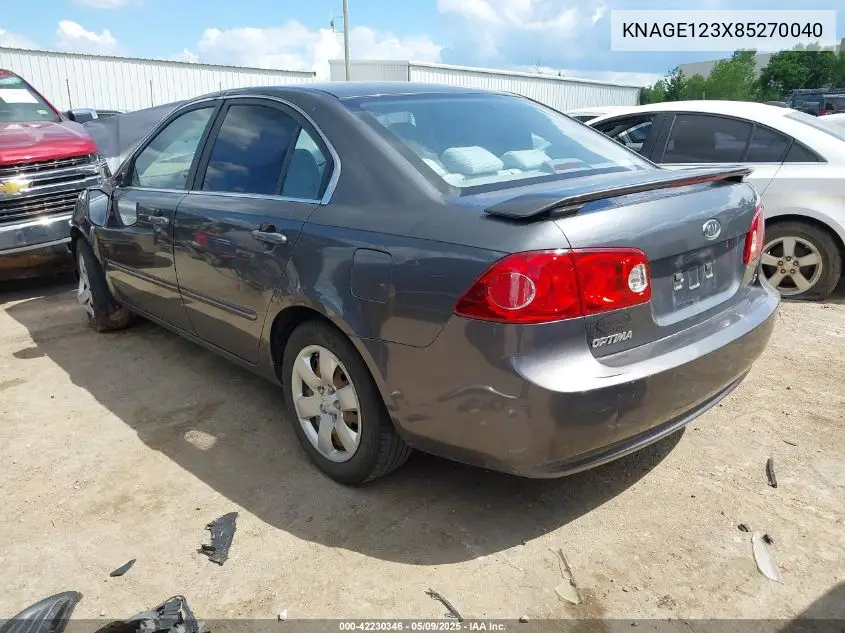 2008 Kia Optima Lx VIN: KNAGE123X85270040 Lot: 42230346