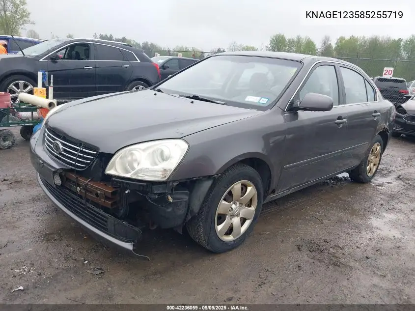 2008 Kia Optima Lx VIN: KNAGE123585255719 Lot: 42236059