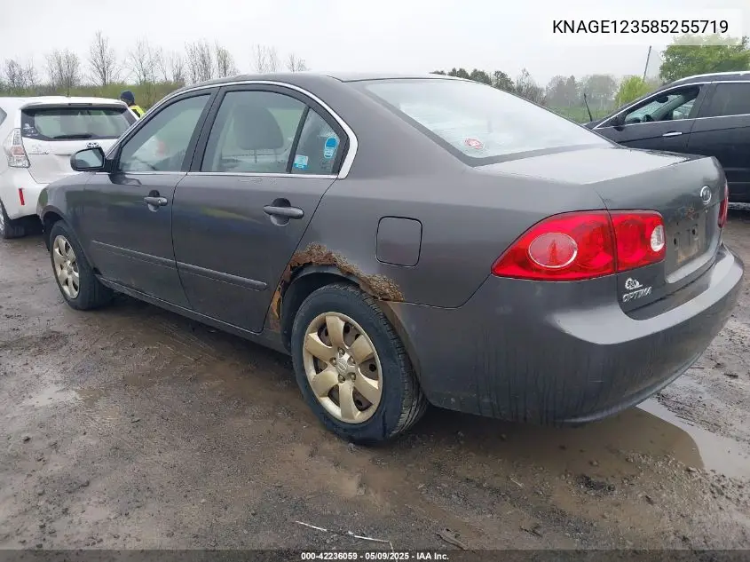 2008 Kia Optima Lx VIN: KNAGE123585255719 Lot: 42236059