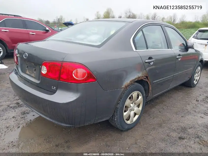 2008 Kia Optima Lx VIN: KNAGE123585255719 Lot: 42236059
