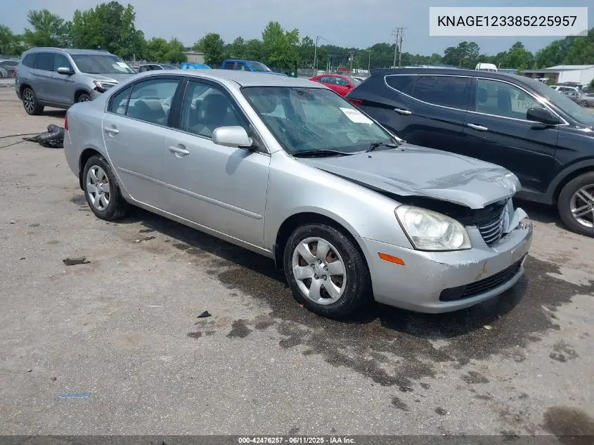 2008 Kia Optima Lx VIN: KNAGE123385225957 Lot: 42476257