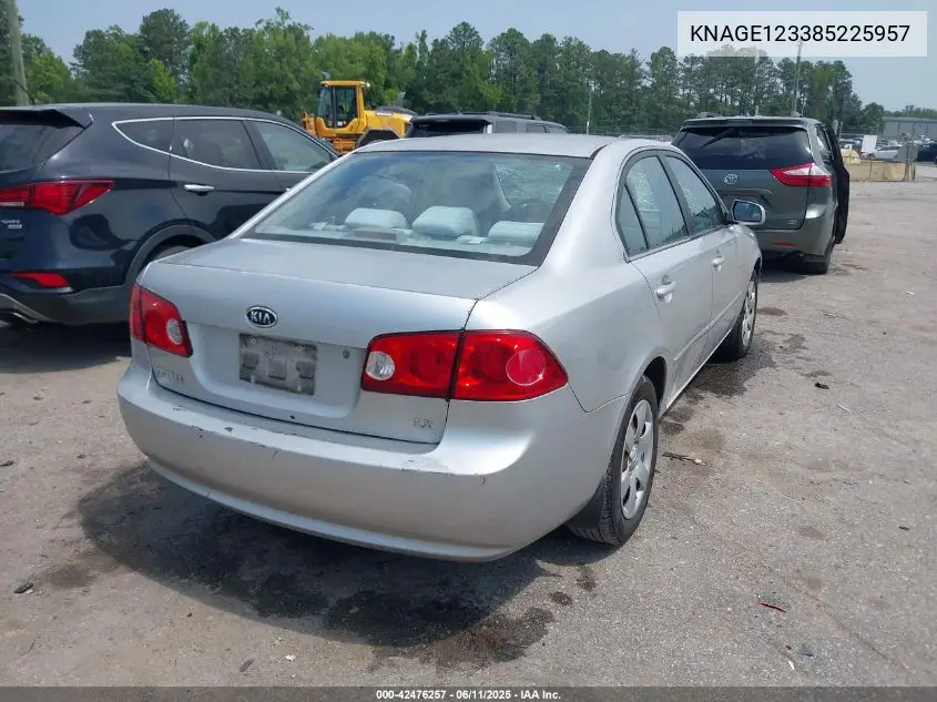 2008 Kia Optima Lx VIN: KNAGE123385225957 Lot: 42476257