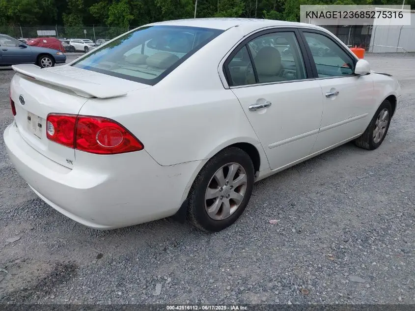 2008 Kia Optima Ex VIN: KNAGE123685275316 Lot: 42516112
