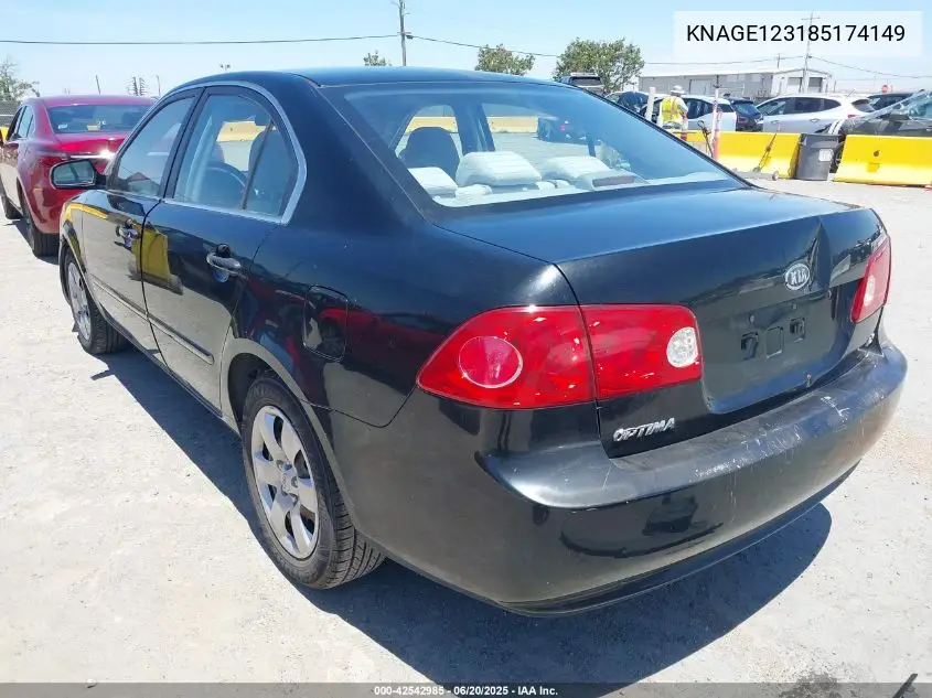 2008 Kia Optima Lx VIN: KNAGE123185174149 Lot: 42542985