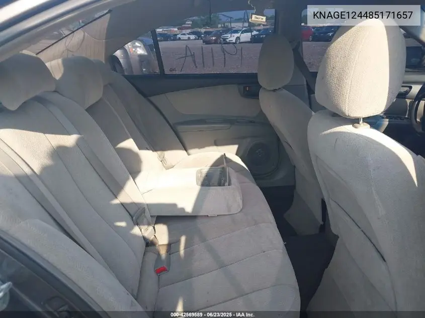 2008 Kia Optima Lx V6 VIN: KNAGE124485171657 Lot: 42569589