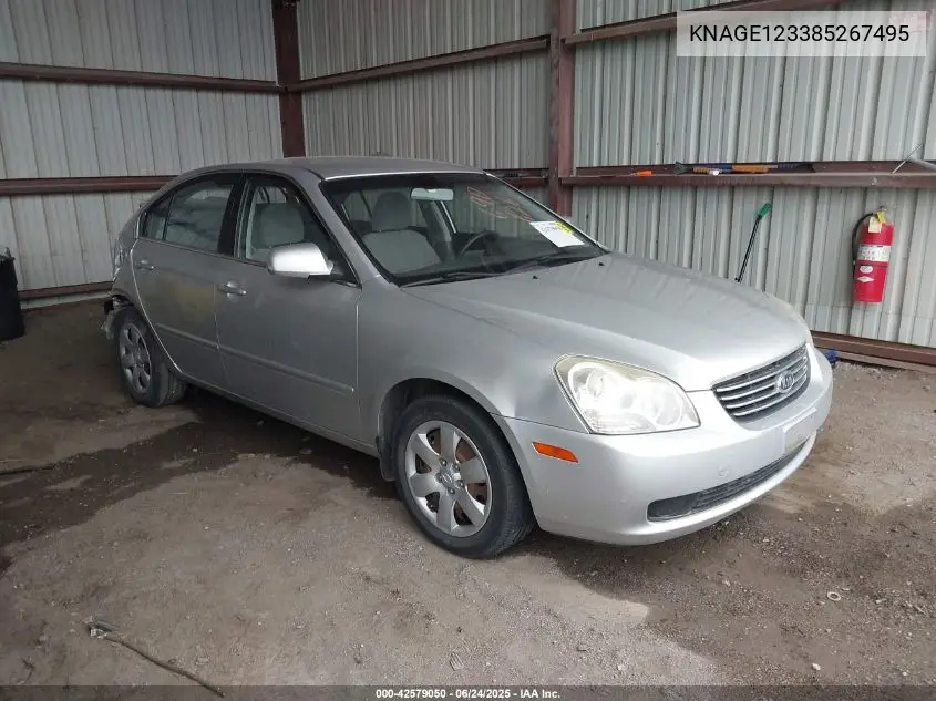 2008 Kia Optima Lx VIN: KNAGE123385267495 Lot: 42579050