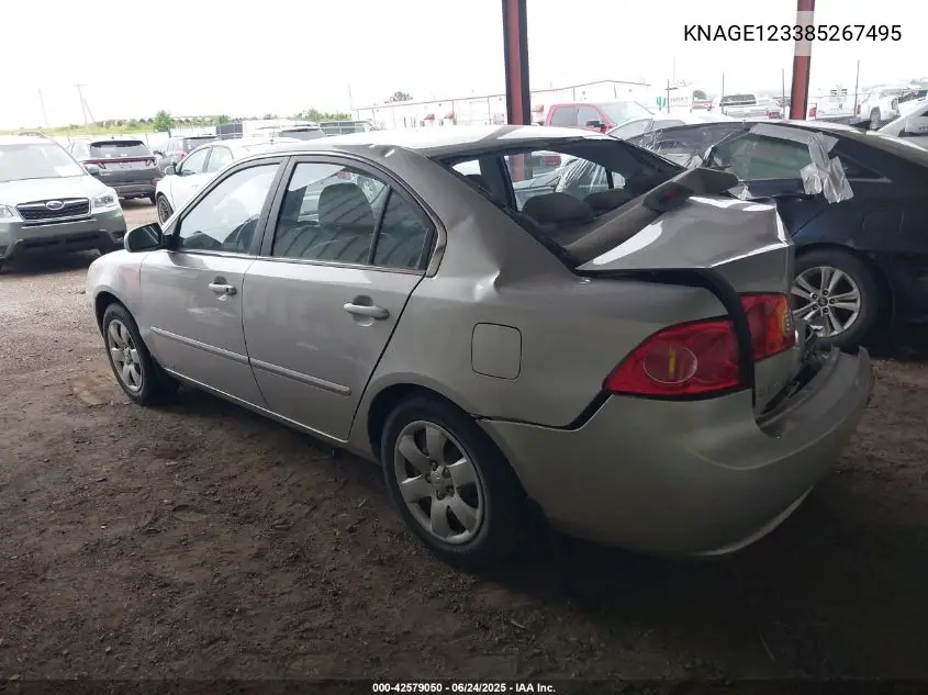 2008 Kia Optima Lx VIN: KNAGE123385267495 Lot: 42579050