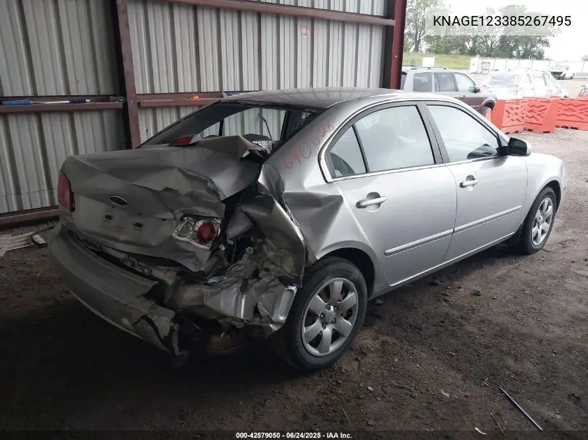 2008 Kia Optima Lx VIN: KNAGE123385267495 Lot: 42579050
