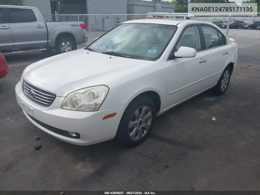 2008 Kia Optima Ex V6 VIN: KNAGE124785171135 Lot: 42609257