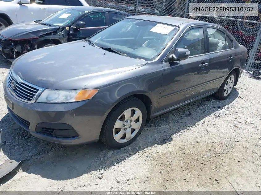 2009 Kia Optima Lx VIN: KNAGE228095310757 Lot: 42158237