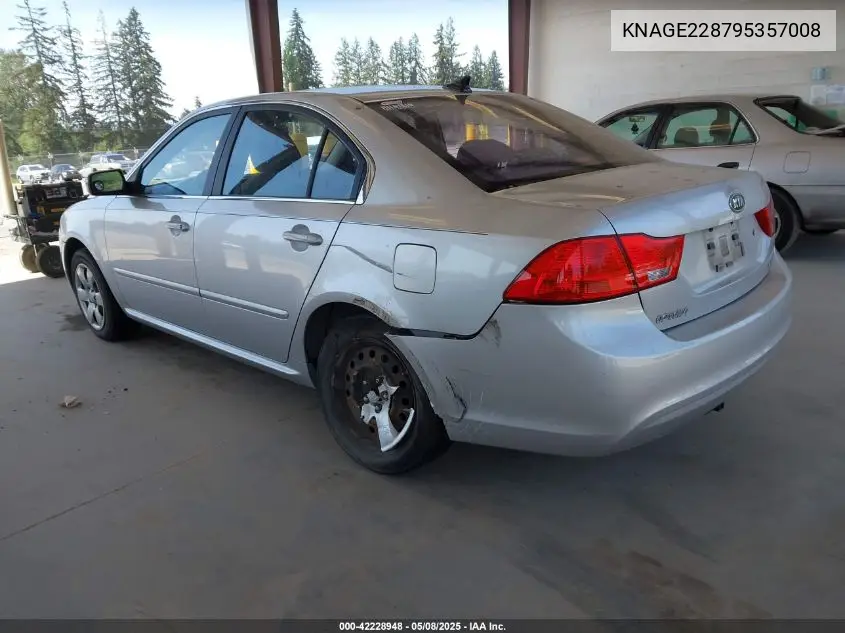2009 Kia Optima Lx VIN: KNAGE228795357008 Lot: 42228948