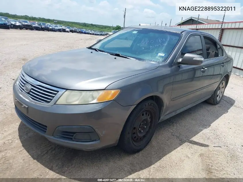 2009 Kia Optima Lx VIN: KNAGE228895322011 Lot: 42511477