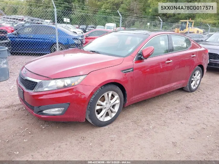 2012 Kia Optima Ex VIN: 5XXGN4A78CG017571 Lot: 42236306