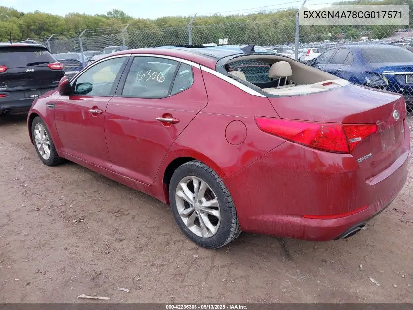 2012 Kia Optima Ex VIN: 5XXGN4A78CG017571 Lot: 42236306