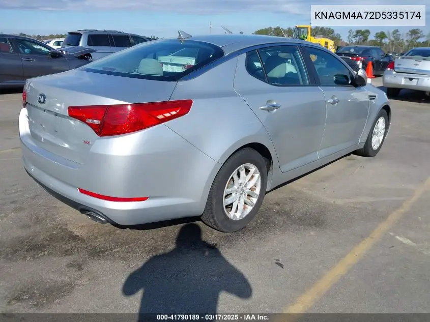 2013 Kia Optima Lx VIN: KNAGM4A72D5335174 Lot: 41790189
