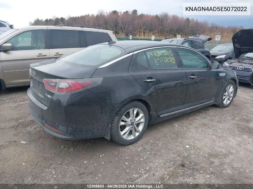 2014 Kia Optima Hybrid VIN: KNAGN4AD5E5072022 Lot: 12305603