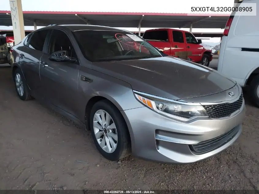 2016 Kia Optima Lx VIN: 5XXGT4L32GG008905 Lot: 42262728