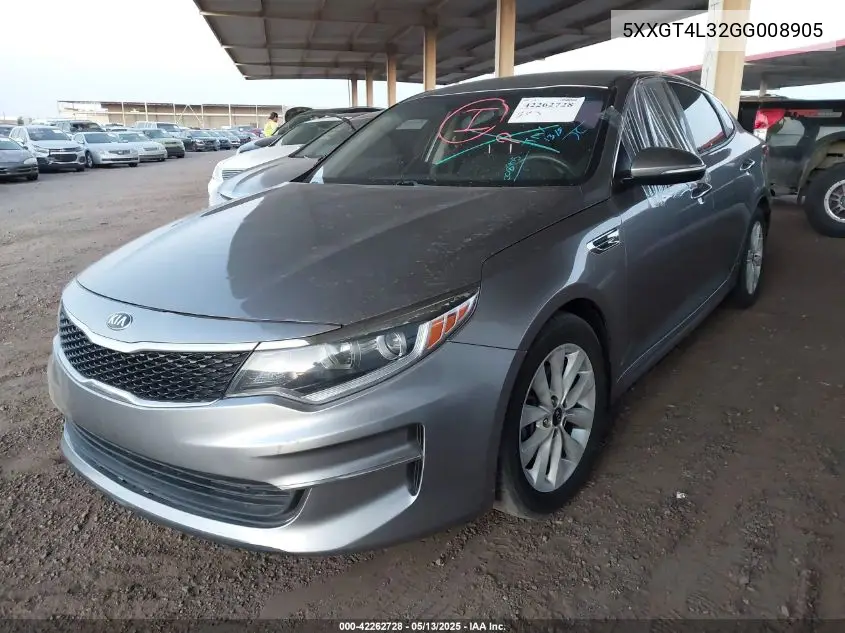 2016 Kia Optima Lx VIN: 5XXGT4L32GG008905 Lot: 42262728